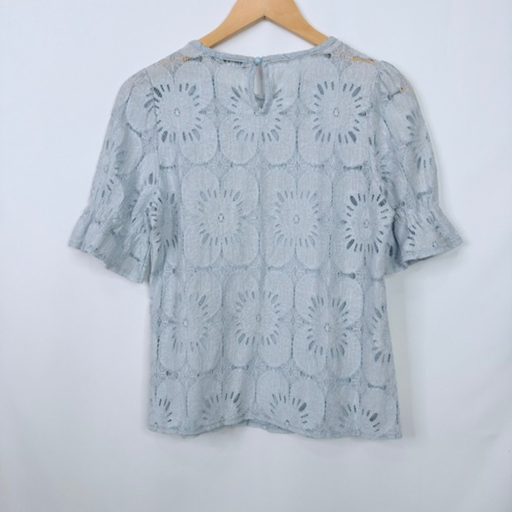 LUXVEER Lace Blouse Women Size‎ S Blue - Picture 5 of 8